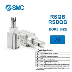 Xi lanh khí nén SMC RSDQB20-10DR, hành trình 10mm, đường kính trục 20mm