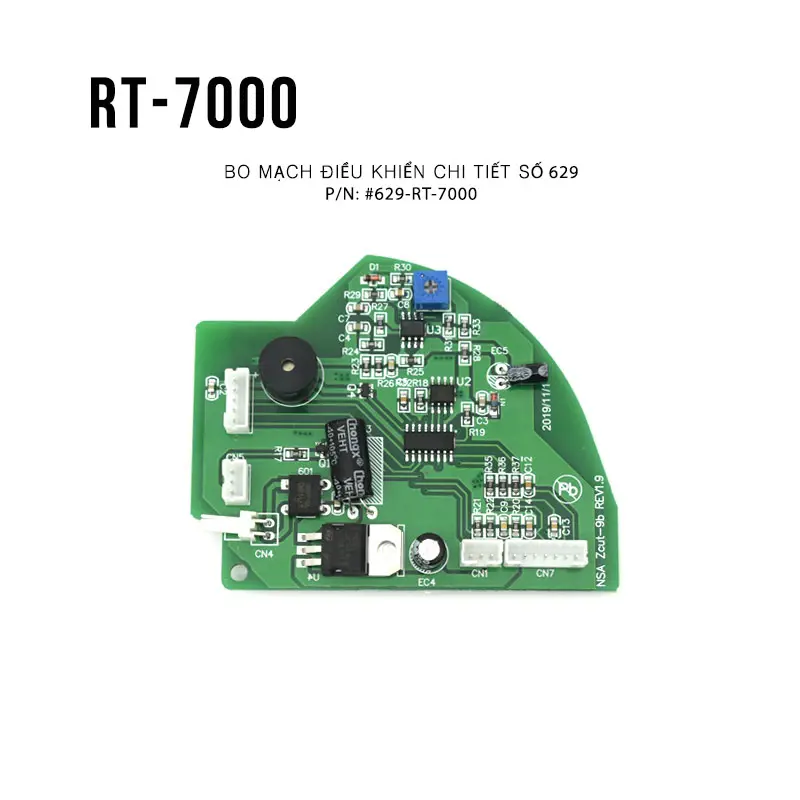 Khung bên PCB (B) (Side Frame PCB (B)). Linh kiện thay thế số 629 của máy cắt băng keo RT-7000